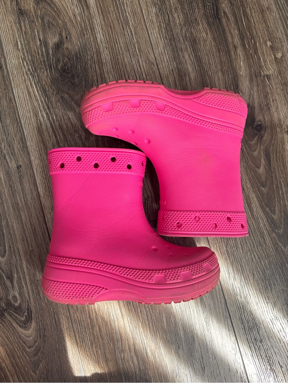 Kids Croc Waterproof Pink Rain Boots